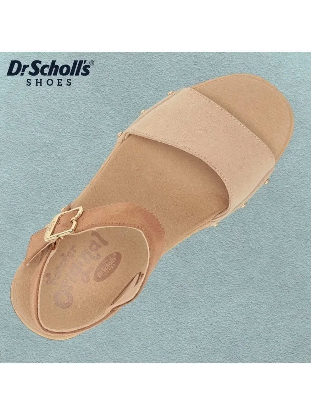 DR SCHOLLS Dublin-Stud-Accent Faux Wood Eco-Friendly Platform Sandal-10M NWT